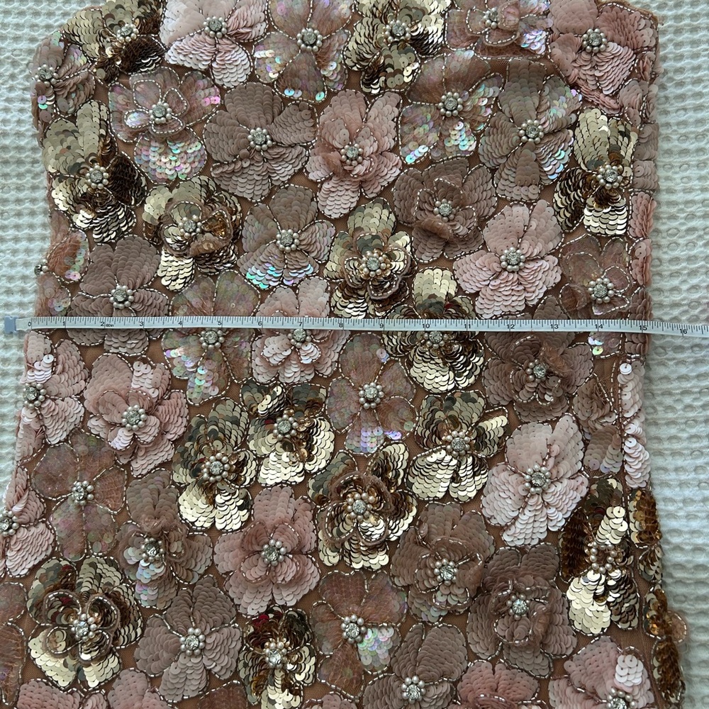 LoveShackFancy Aleria Pink and Gold Sequin Floral Mini Dress - Picture 12 of 14